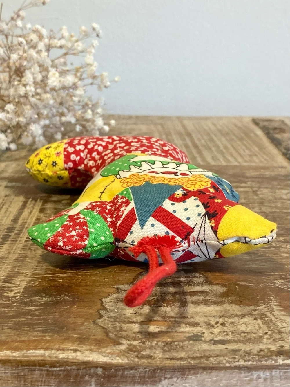 Vintage Plush Ornament Patchwork Clown Christmas Stocking Handmade